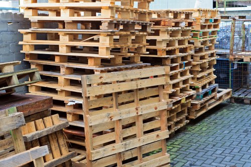 Clear labeled boxes and equipment used in Ealing house clearance